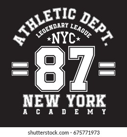 New York typography for t-shirt print. Sports, athletic t-shirt graphics. Vector