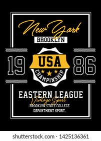 Athletic Nyc Sport Typography Design Printing Stock Vector (Royalty ...