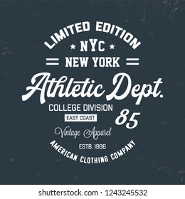 New York typography. Vector illustration on sport theme. Vintage vector t-shirt and apparel design, print, logo, poster.