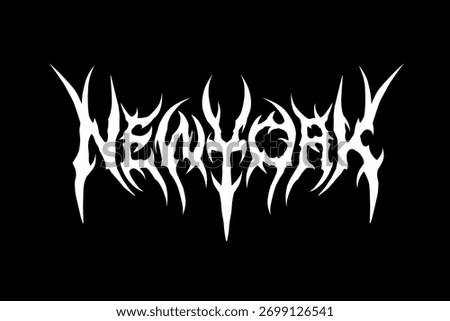 New York typography vector in a striking and intense dark metal lettering style for t-shirt print apparel, sticker, poster, logo and more