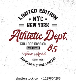 New York typography.Vector illustration on sport theme. Vintage vector t-shirt and apparel design, print, logo, poster.