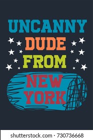 new york uncanny dude,t-shirt print poster vector illustration