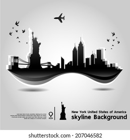 New York, United States of America, skyline background,vector Illustration