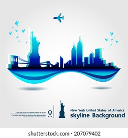 New York, United States of America, skyline background, vector Illustration