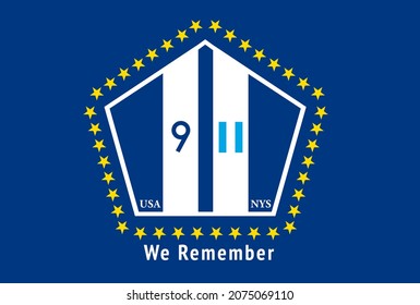 New York, United States, Never Forget Commemorative Flag For The Ground Zero Event 2001, Vector Illustration