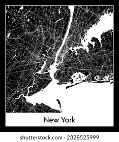 New York United States North America City map black white vector illustration