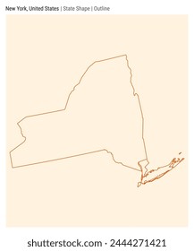 New York, United States. Simple vector map. State shape. Outline style. Border of New York. Vector illustration.