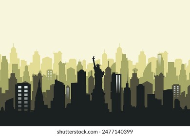 Nueva York, Estados Unidos. Silueta de paisaje urbano