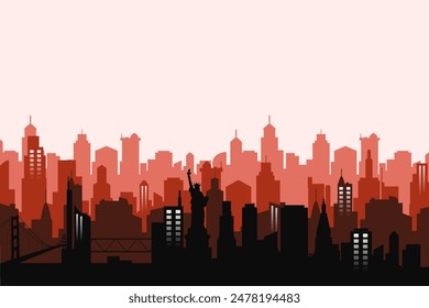 New York United States skyline. Trendy cityscape silhouette