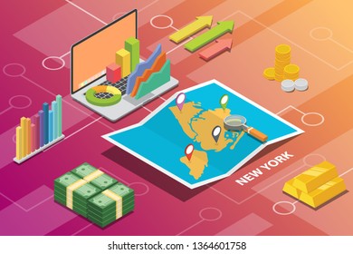 new york united states usa city isometric financial economy condition concept for describe cities growth expand - vector illustration