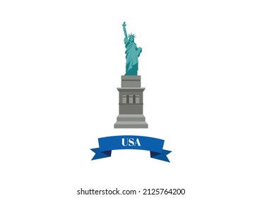  New York United States USA. Flat cartoon style historic sight showplace attraction web vector. World countries cities vacation travel sightseeing North America collection.