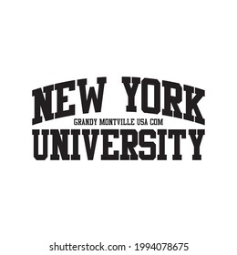 New York University. Grandy Montville USA COM. Draw and text, sublimation design and Vector T-shirt fashion design.