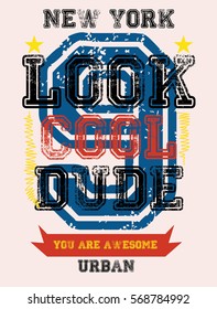 new york urban cool dude,t-shirt print poster vector illustration