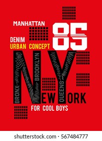 new york urban denim,t-shirt print poster vector illustration