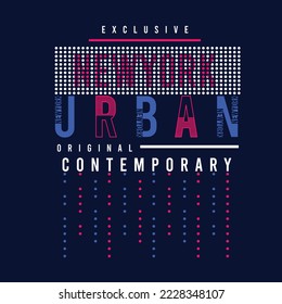 Tipografía de patrones punteados urbanos de Nueva York Exclusivo Original Ciudad Contemporánea texto diseño gráfico música retro Cartel vectorial impreso para la plantilla de camiseta