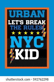 new york urban kid,t-shirt print poster vector illustration