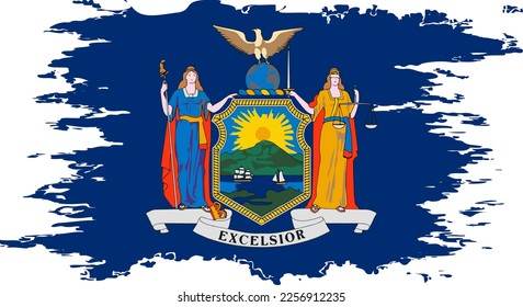 New York US flag grunge brush color image, vector