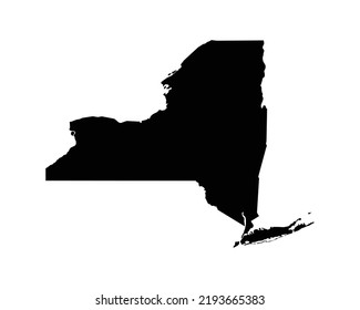 New York US Map. NY USA State Map. Black And White New Yorker State Border Boundary Line Outline Geography Territory Shape Vector Illustration EPS Clipart