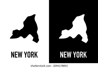 New York - U.S. state. Contour line in white and black color on two face background. Map of The United States of America. Vector illustration.