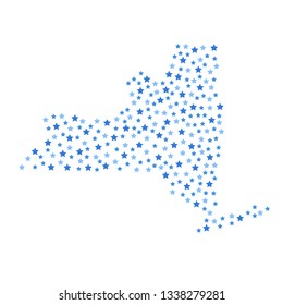 New York, U.S. state map background with blue stars of different sizes vector illustration eps
