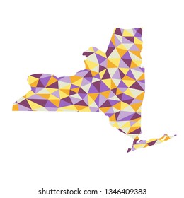 New York U.S. state polygonal map background  low poly style yellow, orange, blue, purple colors  vector illustration eps
