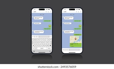 New York, USA - 25 Jul, 2024 : Naver Line Social Media app and messaging service on iPhone mobile device. Smartphone chat app template. Modern, realistic smartphone design. Vector graphic.