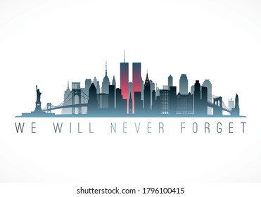 New York, USA - August 14, 2020: Patriot Day Banner. September 11, 2001 National Day Of Remembrance. Vector Illustration.