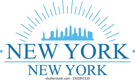 New York USA City. Banner Design. City Skyline. Silhouette Vector. Famous Monuments.