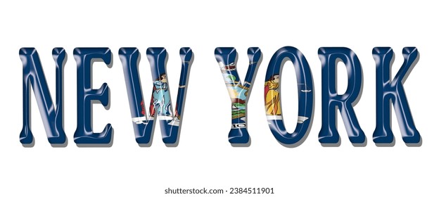 NEW YORK USA flag text font, 3D NEW YORK flag colorful background, NEW YORK flag vector illustration