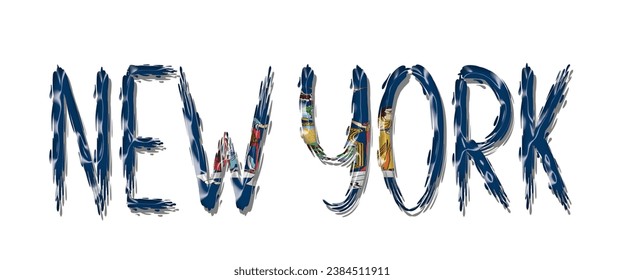 NEW YORK USA flag text font, 3D NEW YORK flag colorful background, NEW YORK flag vector illustration