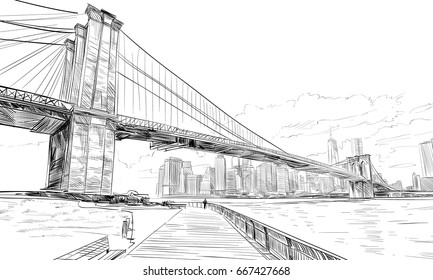 New York. USA. Hand drawn city sketch. Vector illustration.