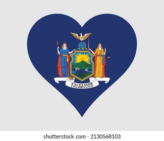 New York USA Heart Flag. NY US Love Shape State Flag. The Empire State United States of America Banner Icon Sign Symbol Clipart. EPS Vector Illustration.