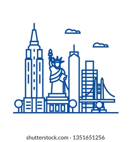 New york usa line icon concept. New york usa flat  vector symbol, sign, outline illustration.