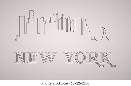 New York USA skyline and landmarks silhouette, black and white design, vector illustration.