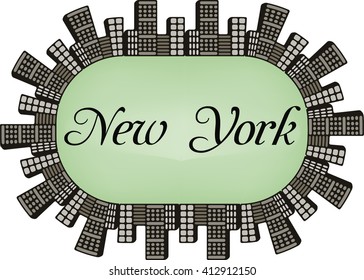 New York USA Skyline silhouette plate vector design 