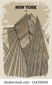 NEW YORK, USA: Skyscrapers. Hand drawn sketch