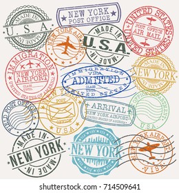 New York USA Stamp Vector Art Symbol Design Badges.