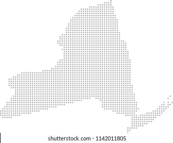New York USA state map dots vector outline, dotted map, point patterns map faded gray background image art