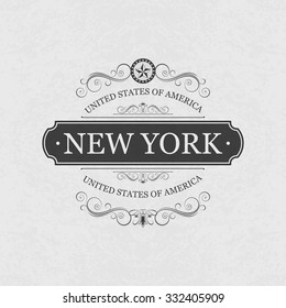 New York USA State.Vintage frame.