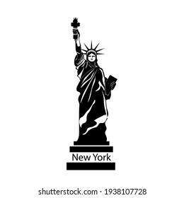 New York, USA. Die Freiheitsstatue. Vektorgrafik, schwarze Silhouette. 