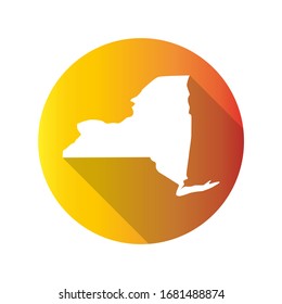 New York, USA Symbol Map Icon Round. Flat Vector Art Design with Shadow. Gradient Color Banner.