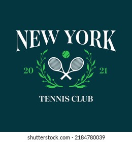 New York, USA tennis club, t-shirt sport typography label