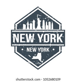 New York USA Travel Stamp Icon Skyline City Design Badge.