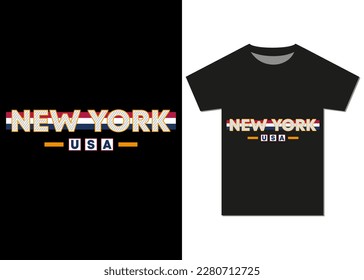 New York USA Typography T-shirt Design. T shirt print and apparel design