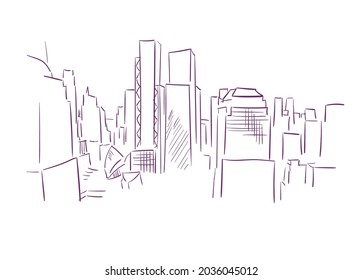 New York usa vector sketch city illustration line art