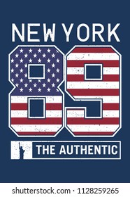 new york varsity american flag sports distressed poster colorful