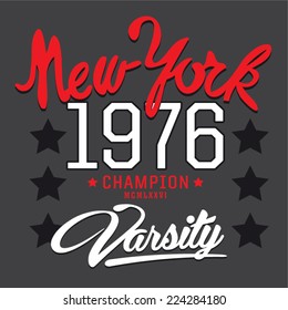 new york varsity graphic design for tee shirt,typography