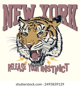 new york varsity graphic with tiger, new york, girl team