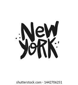 New York vector black brush lettering isolated on white background. Hand drawn inscription, typography print for card, poster, textile, t-shirt, mug.