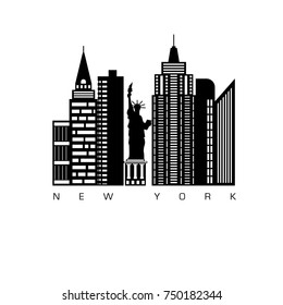 New York. Vector city silhouette with windows. Vector Illustration